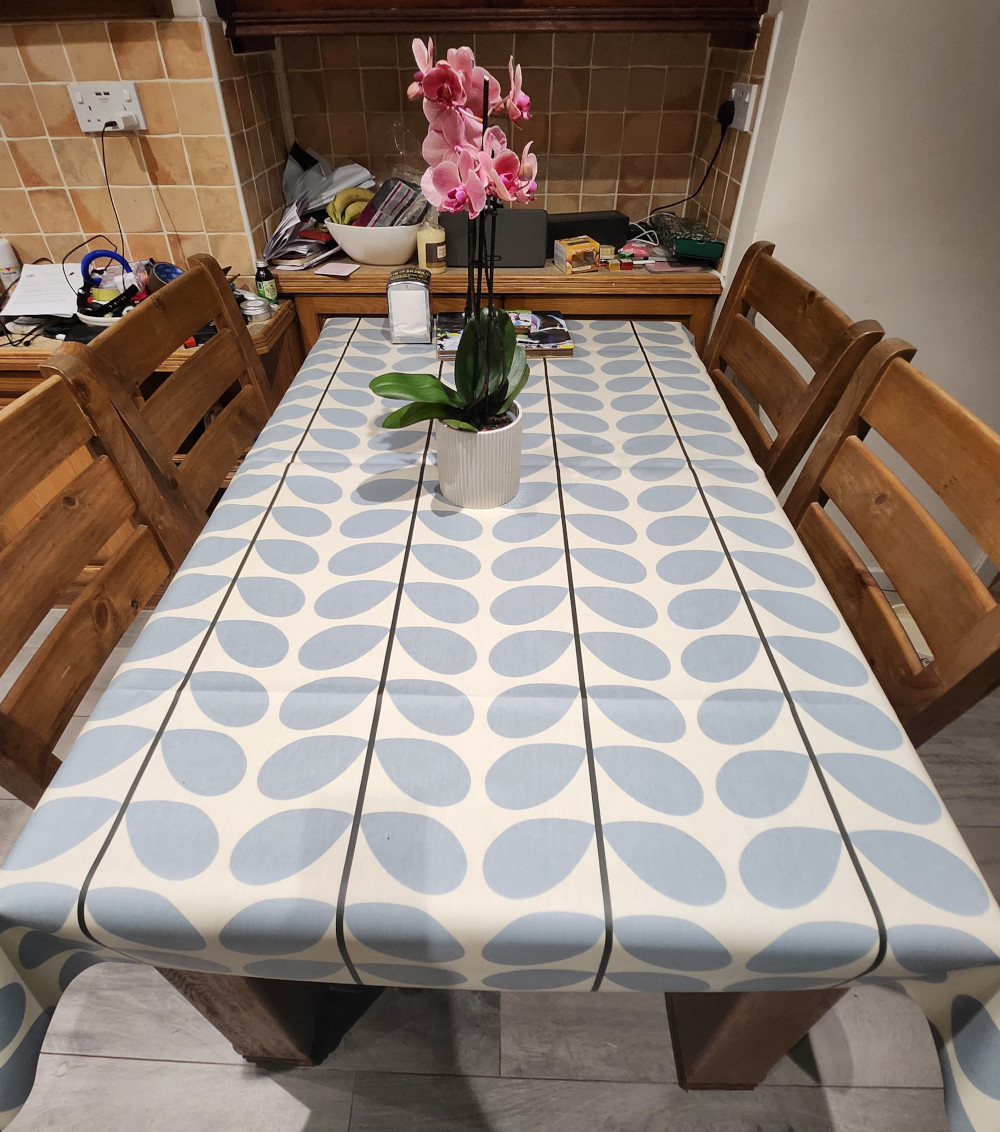 Orla Kiely 2 Colour Stem Powder Blue Oilcloth tablecloth