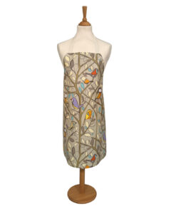 Adult Oilcloth Apron with Pheasant and Floral Design