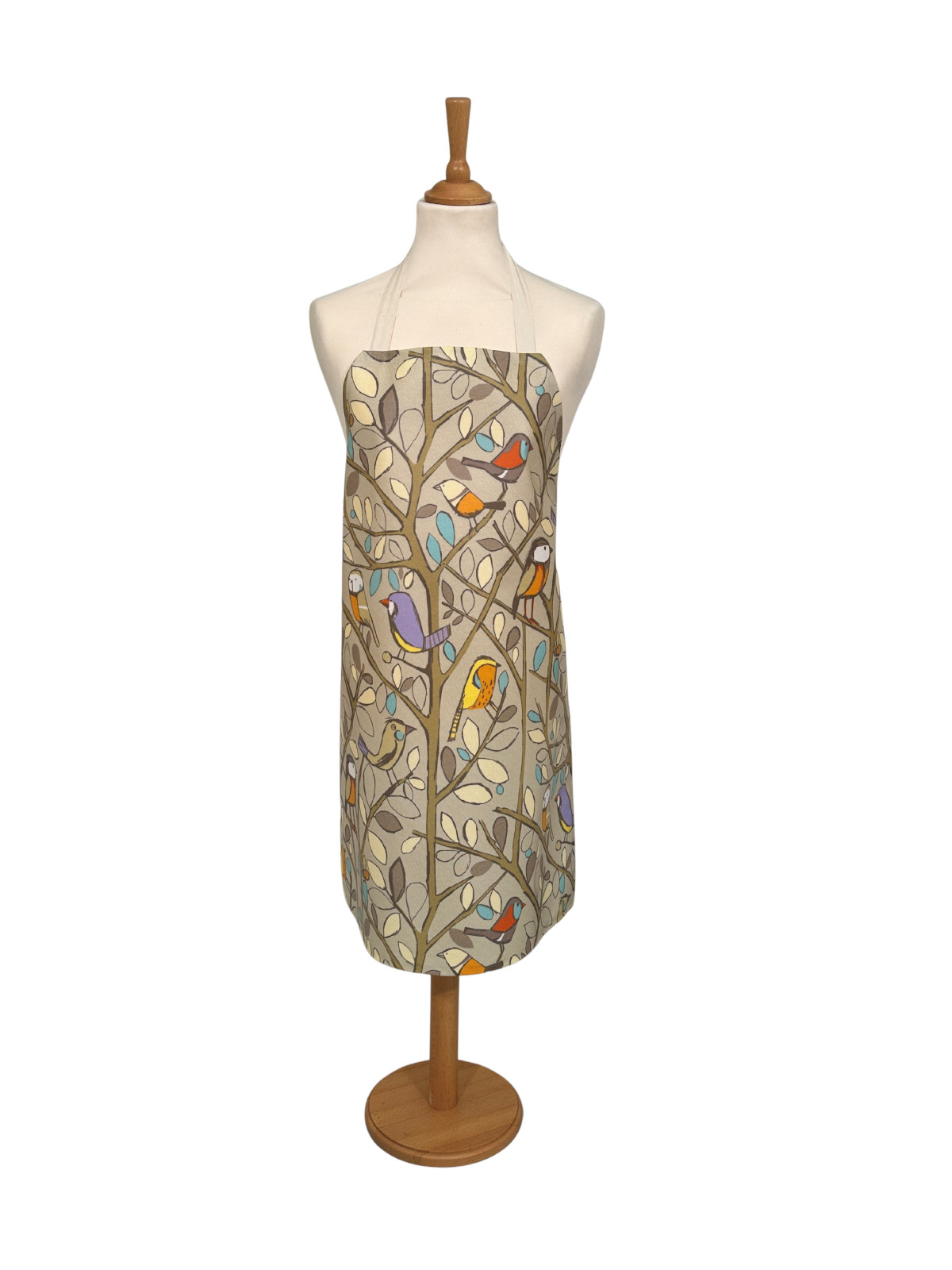 Adult Oilcloth Apron with Pheasant and Floral Design