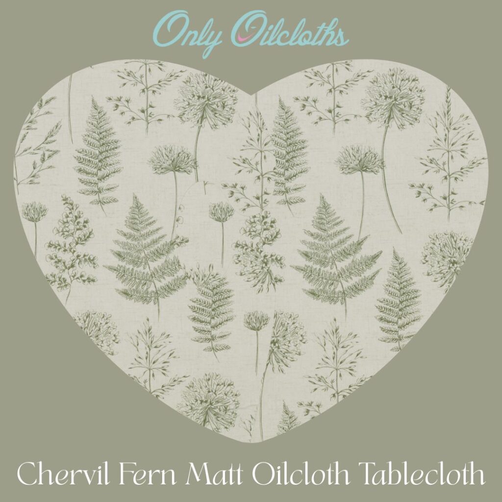 Heart Swatch Sage Green Fern Matt Oilcloth