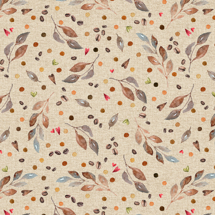 Delicate Autumn Leaf Patterned Matt Oilcloth