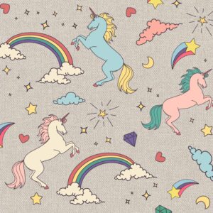 Rainbows & Unicorns Matt Oilcloth Tablecloth
