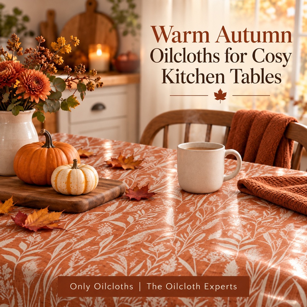 Harvest Hues Amber Wipe Clean Oilcloth Tablecloth