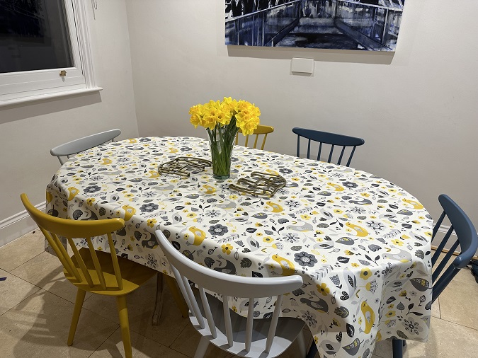 Dalarna Mustard Matt Oilcloth Tablecloth