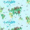 World Map Gloss Oilcloth Tablecloth